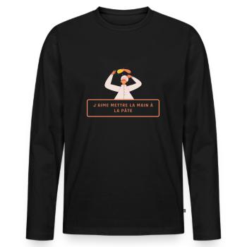J'aime mettre la main à la pâte ! - T-shirt manches longues Premium bio Homme - noir - Devant - Nico (187cm)