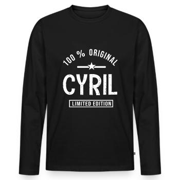Cyril personalized shirt first name cyril - Men's Premium Organic Long Sleeve Shirt - black - Front - Nico (187cm)