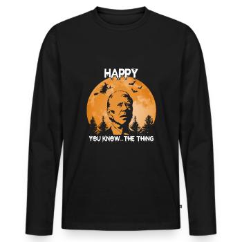 Joe Biden heureux que vous sachiez la chose Halloween - T-shirt manches longues Premium bio Homme - noir - Devant - Nico (187cm)