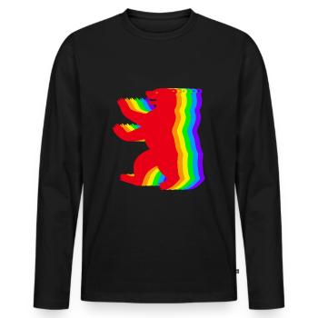 Berliner Regenbogen Bären - Männer Premium Bio Langarmshirt - Schwarz - Vorne - Nico (187cm)