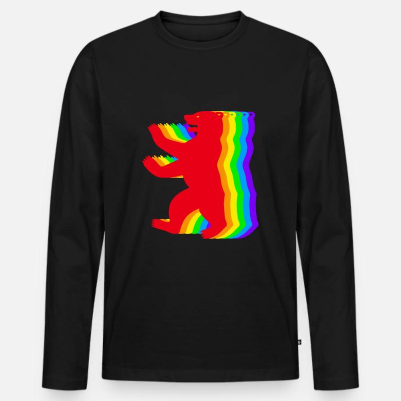 Berliner Regenbogen Bären - Männer Premium Bio Langarmshirt - Schwarz