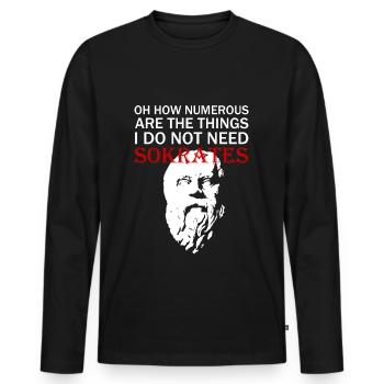 Sprichwort Weisheit Philosophie Minimalismus - Männer Premium Bio Langarmshirt - Schwarz - Vorne - Nico (187cm)