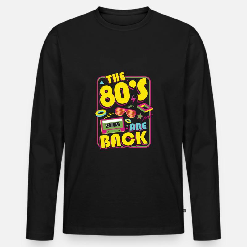 80s retro party - Männer Premium Bio Langarmshirt - Schwarz