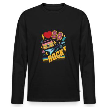 fête et jupe retro années 80 - T-shirt manches longues Premium bio Homme - noir - Devant - Nico (187cm)