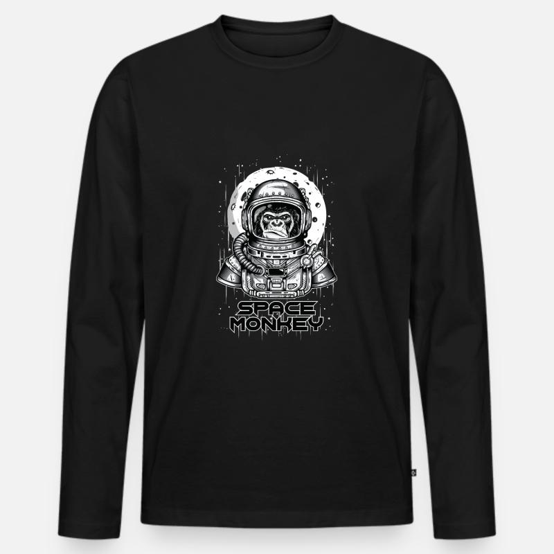 SPACE MONKEY - Männer Premium Bio Langarmshirt - Schwarz