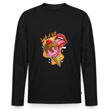 Lèche-le jusqu'à - T-shirt manches longues Premium bio Homme - noir - Devant - Nico (187cm)