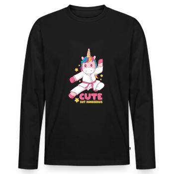 cute but dangerous - Men's Premium Organic Long Sleeve Shirt - black - Front - Nico (187cm)