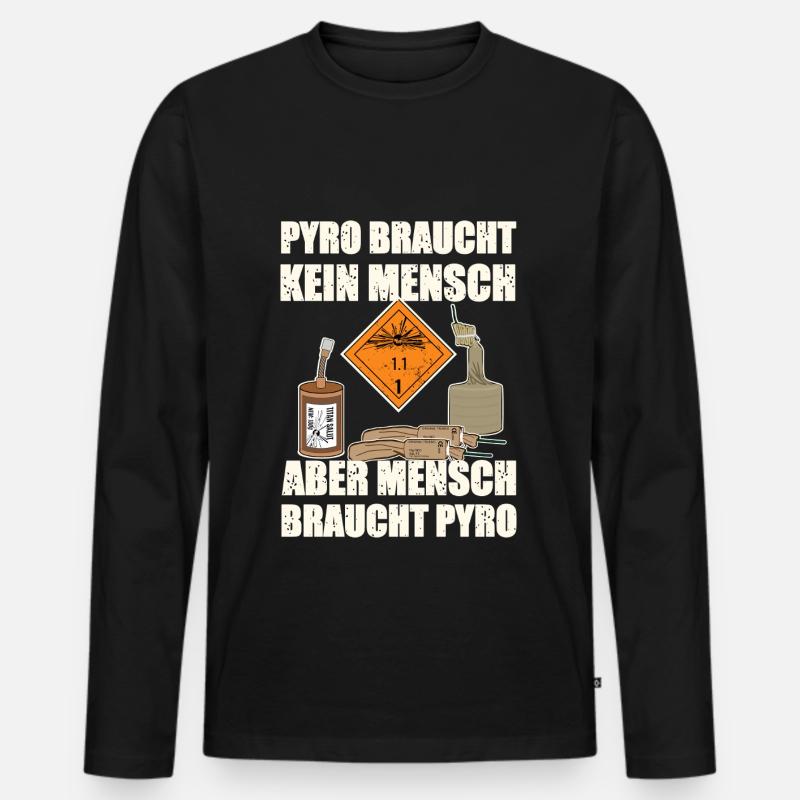 Pyro Silvester - Männer Premium Bio Langarmshirt - Schwarz