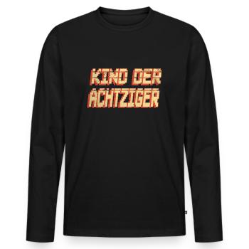 Kind der Achtziger - Männer Premium Bio Langarmshirt - Schwarz - Vorne - Nico (187cm)