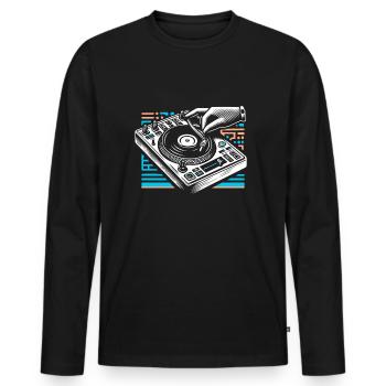 Jouer à la fête avec style - DJ Mixer Design - T-shirt manches longues Premium bio Homme - noir - Devant - Nico (187cm)