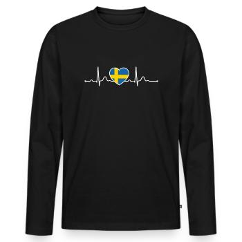 Suède Heartline Heartbeat Scandinavie Vacances - T-shirt manches longues Premium bio Homme - noir - Devant - Nico (187cm)
