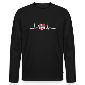 Norway Heartline Heartbeat Scandinavia Holidays - Men's Premium Organic Long Sleeve Shirt - black - Front - Nico (187cm)