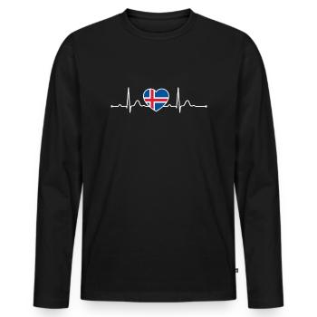 Iceland Heartline Heartbeat Scandinavia Holidays - Men's Premium Organic Long Sleeve Shirt - black - Front - Nico (187cm)