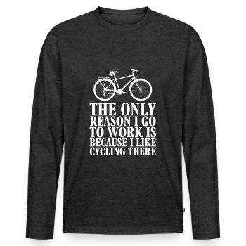 I LIKE CYCLING THERE - T-shirt manches longues Premium bio Homme - anthracite chiné - Devant - Nico (187cm)