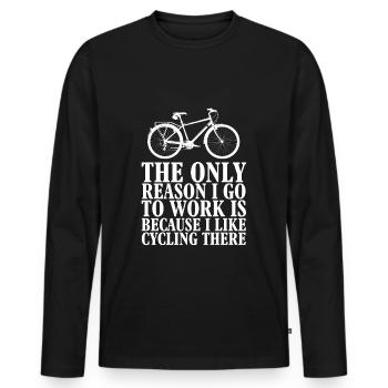 I LIKE CYCLING THERE - Männer Premium Bio Langarmshirt - Schwarz - Vorne - Nico (187cm)