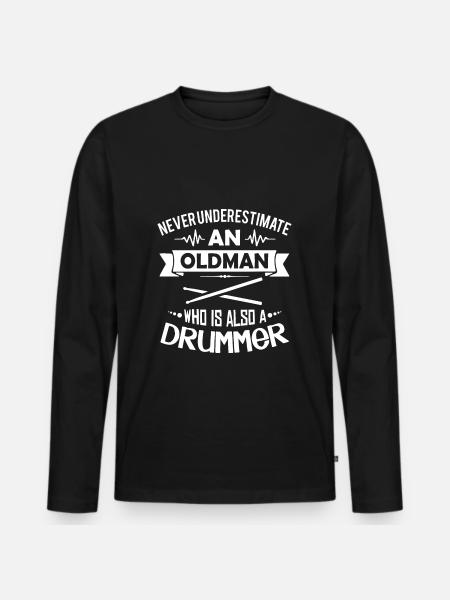 DRUMMER - Männer Premium Bio Langarmshirt - Schwarz