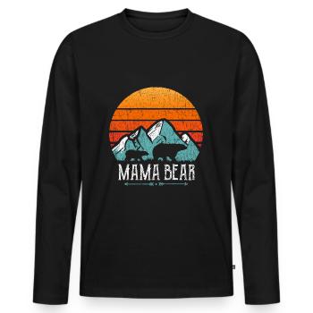 Mama Bear Mother Woman Gift Parents Couples Women - Men's Premium Organic Long Sleeve Shirt - black - Front - Nico (187cm)