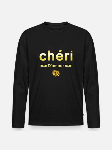 Chéri d'amour - T-shirt manches longues Premium bio Homme - noir
