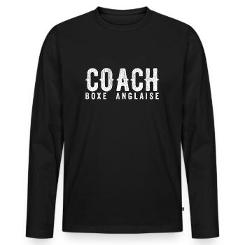 Coach Boxe Anglaise | Entraineur de Boxe Anglaise - T-shirt manches longues Premium bio Homme - noir - Devant - Nico (187cm)