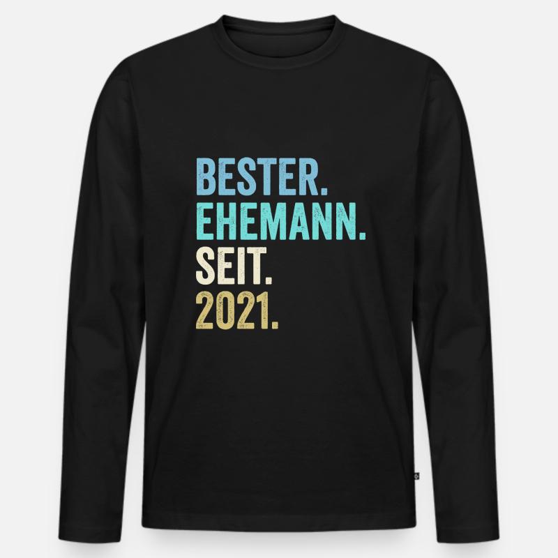 bester ehemann seit 2021 - Männer Premium Bio Langarmshirt - Schwarz