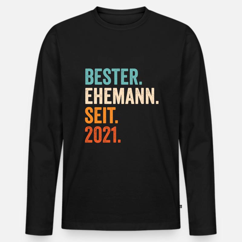 bester ehemann seit 2021 - Männer Premium Bio Langarmshirt - Schwarz