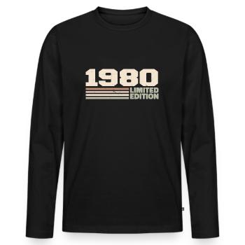 1980 Jubiläumsgeschenk 1980 Limitierte Auflage 1980 - Männer Premium Bio Langarmshirt - Schwarz - Vorne - Nico (187cm)