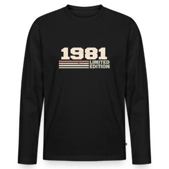 1981 1981 Limitierte Auflage 1981 Geburtstagsgeschenk - Männer Premium Bio Langarmshirt - Schwarz - Vorne - Nico (187cm)