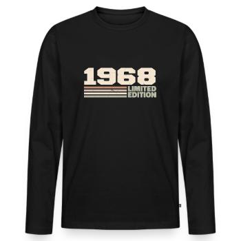 1968 1968 Limited Edition 1968 Anniversary Gift - Men's Premium Organic Long Sleeve Shirt - black - Front - Nico (187cm)