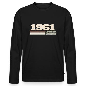 1961 Cadeau Anniversaire 1961 édition limitée 1961 - T-shirt manches longues Premium bio Homme - noir - Devant - Nico (187cm)