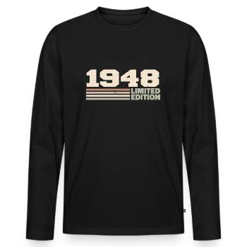 1948 Cadeau Anniversaire 1948 édition limitée 1948 - T-shirt manches longues Premium bio Homme - noir - Devant - Nico (187cm)