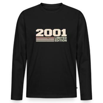 2001 2001 Limited Edition 2001 Jubiläumsgeschenk - Männer Premium Bio Langarmshirt - Schwarz - Vorne - Nico (187cm)