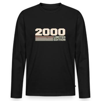 2000 2000 Limited Edition 2000 Jubiläumsgeschenk - Männer Premium Bio Langarmshirt - Schwarz - Vorne - Nico (187cm)