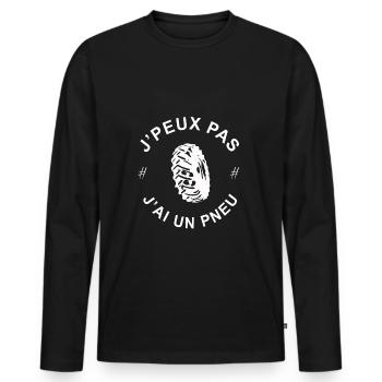 je peux pas j'ai un pneu - T-shirt manches longues Premium bio Homme - noir - Devant - Nico (187cm)
