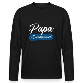 papa exceptionnel cadeau fête des pères - T-shirt manches longues Premium bio Homme - noir - Devant - Nico (187cm)