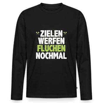 Zielen Werfen Fluchen Dart Dartspieler Darts - Männer Premium Bio Langarmshirt - Schwarz - Vorne - Nico (187cm)
