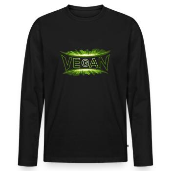 VEGAN-dynamic-style-green - Männer Premium Bio Langarmshirt - Schwarz - Vorne - Nico (187cm)