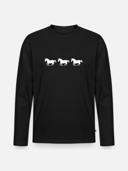 Three galloping horses - Men's Premium Organic Long Sleeve Shirt - black