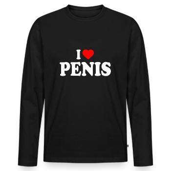 I love penis - Männer Premium Bio Langarmshirt - Schwarz - Vorne - Nico (187cm)