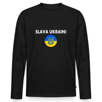 Slava ukraini - Männer Premium Bio Langarmshirt - Schwarz - Vorne - Nico (187cm)