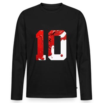 NO. 10 NUMBER 10 RED WHITE 10TH BIRTHDAY - Men's Premium Organic Long Sleeve Shirt - black - Front - Nico (187cm)