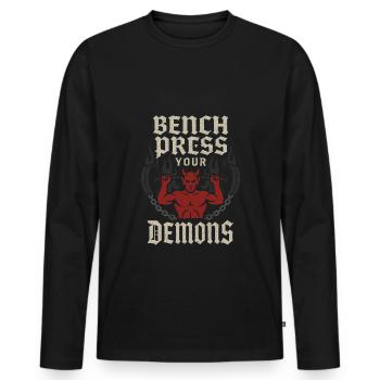Goth Gym Dark Fitness Alternatives Training Gothic - Männer Premium Bio Langarmshirt - Schwarz - Vorne - Nico (187cm)