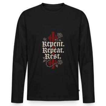 Goth Gym Dark Fitness Alternatives Training Gothic - Männer Premium Bio Langarmshirt - Schwarz - Vorne - Nico (187cm)