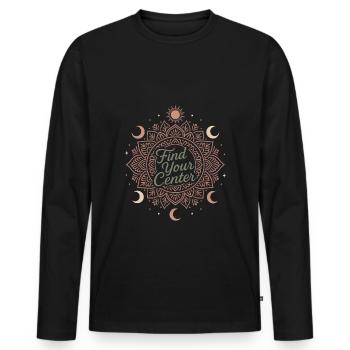 Boho Yoga Cadeau spirituel pour les yogis conscients - T-shirt manches longues Premium bio Homme - noir - Devant - Nico (187cm)