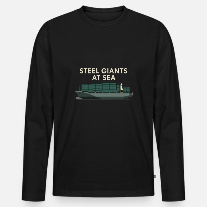 Schiff-sichtgerät Containerschiff Frachtschiff - Männer Premium Bio Langarmshirt - Schwarz