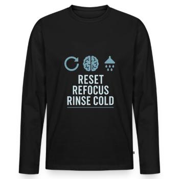 Douches froides Dureté mentale Exposition au froid - T-shirt manches longues Premium bio Homme - noir - Devant - Nico (187cm)