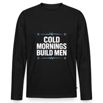 Douches froides Dureté mentale Exposition au froid - T-shirt manches longues Premium bio Homme - noir - Devant - Nico (187cm)
