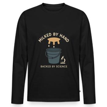 Boire du lait cru Lait cru de la ferme Fraîcheur - T-shirt manches longues Premium bio Homme - noir - Devant - Nico (187cm)