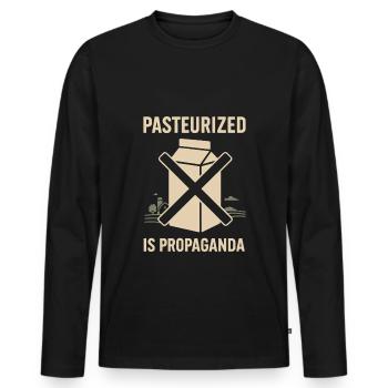 Boire du lait cru Lait cru de la ferme Fraîcheur - T-shirt manches longues Premium bio Homme - noir - Devant - Nico (187cm)