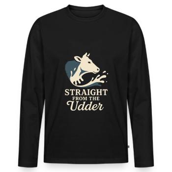 Boire du lait cru Lait cru de la ferme Fraîcheur - T-shirt manches longues Premium bio Homme - noir - Devant - Nico (187cm)