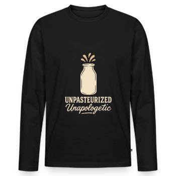 Boire du lait cru Lait cru de la ferme Fraîcheur - T-shirt manches longues Premium bio Homme - noir - Devant - Nico (187cm)